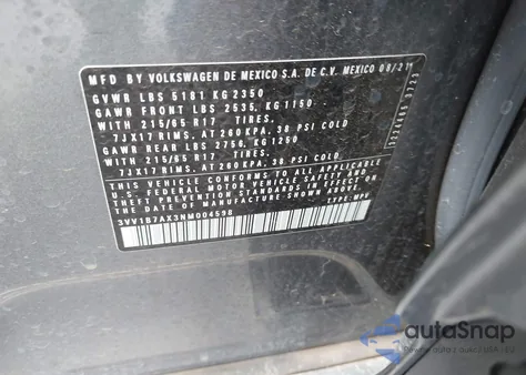 2022 Volkswagen Tiguan 2.0T S from USA, damaged, VIN 3VV1B7AX3NM004598